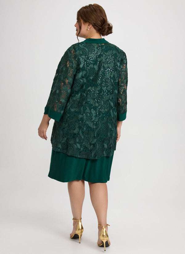 Laura Sequin Embellished Jacket & Dress Set