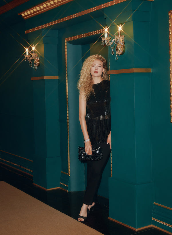 Laura Sequin Fringe Top