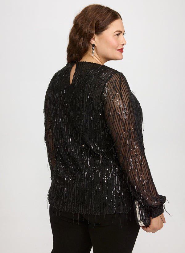 Laura Sequin Fringe Top