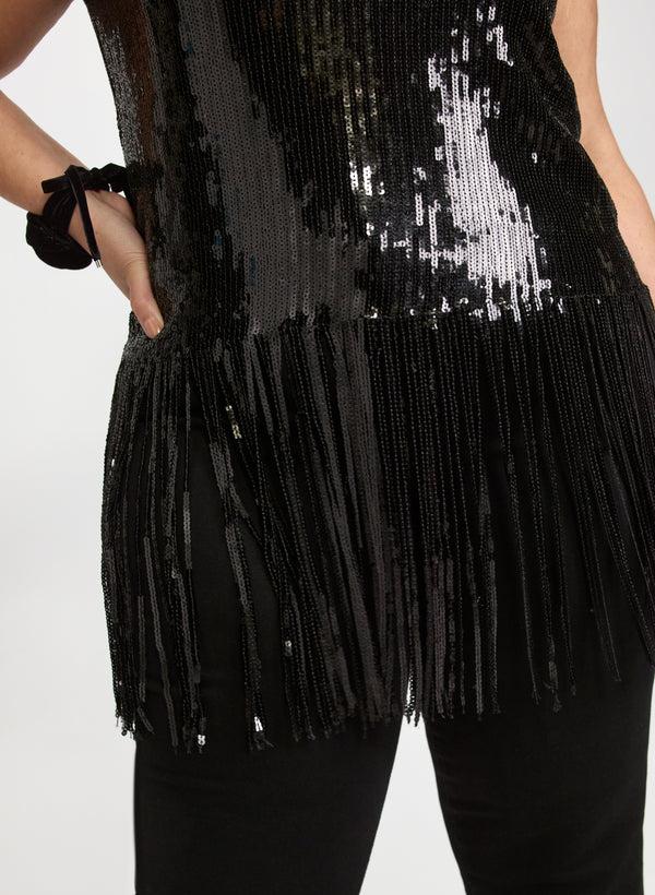 Laura Sequin Fringe Top