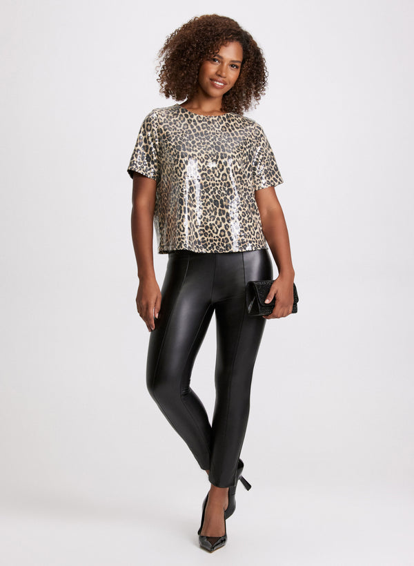 Laura Sequin Leopard Print Top