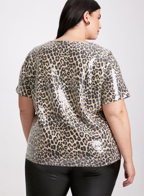Laura Sequin Leopard Print Top