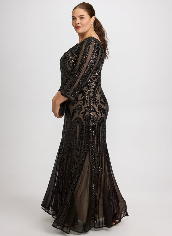 Laura Sequin Mesh Dress