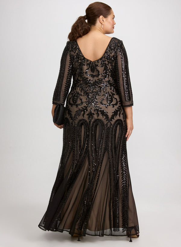 Laura Sequin Mesh Dress