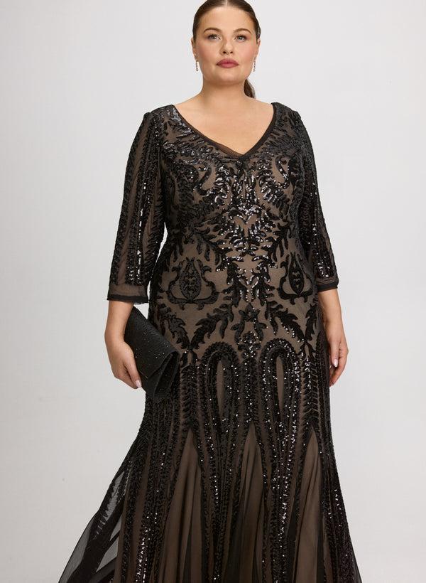 Laura Sequin Mesh Dress
