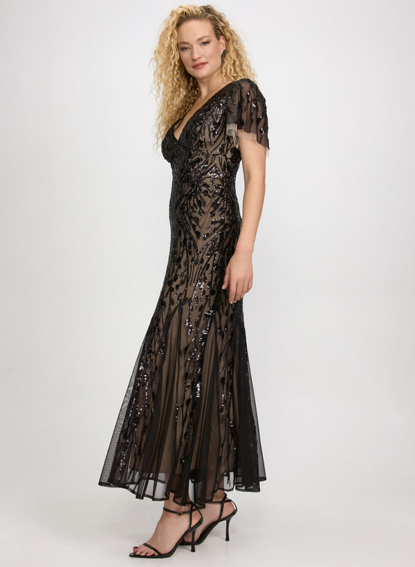 Laura Sequin Mesh Dress