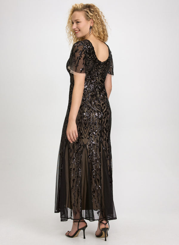 Laura Sequin Mesh Dress
