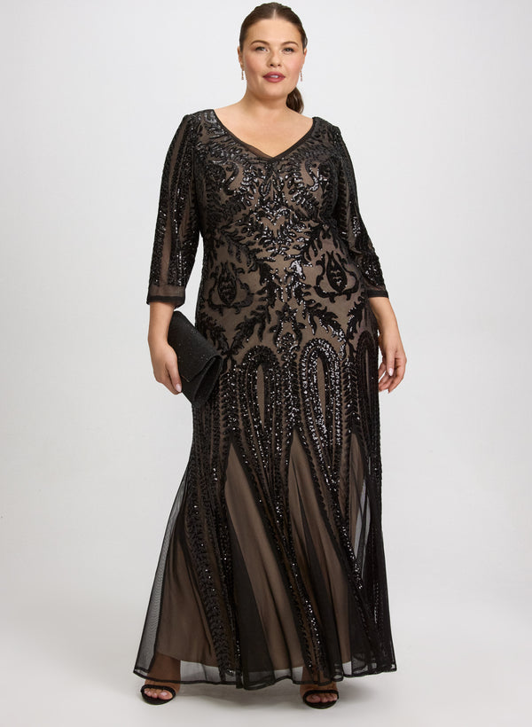 laura Sequin Mesh Dress