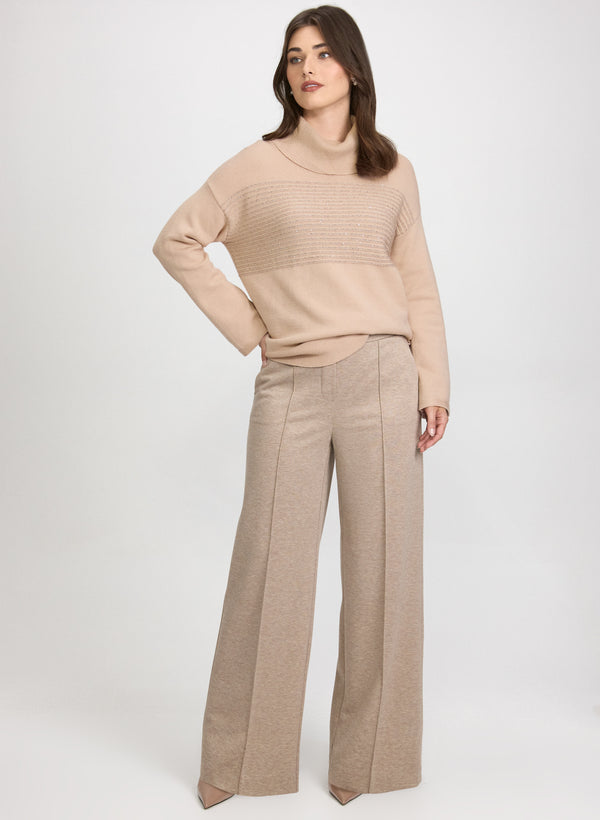 Laura Sequin Striped Cowl Neck Sweater