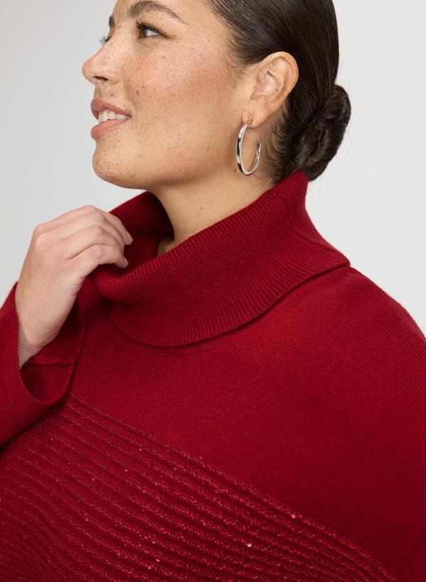 Laura Sequin Striped Cowl Neck Sweater