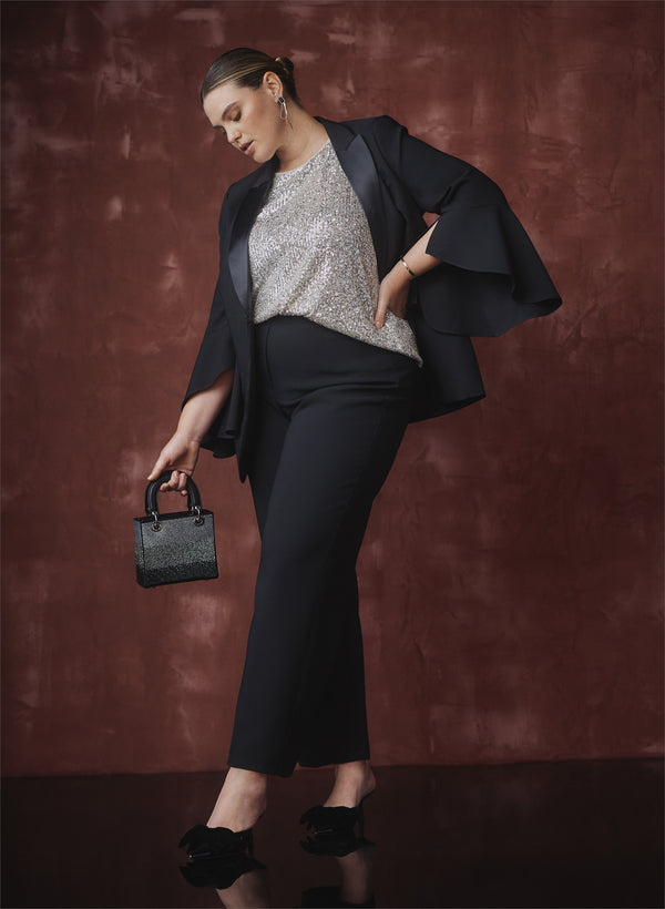 laura Sequin Top & Tuxedo Jacket