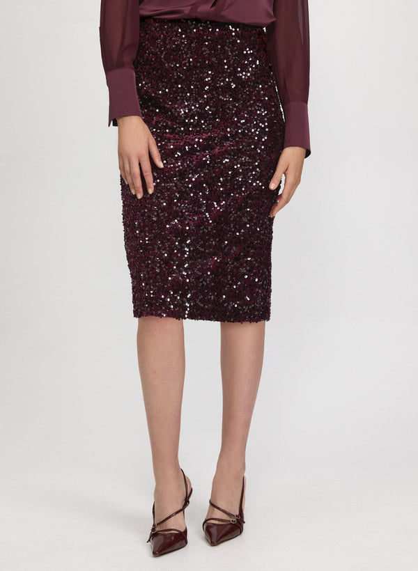 laura Sequin Velvet Pencil Skirt