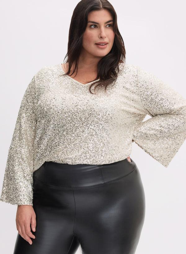 Laura Sequined Bell Sleeve Top