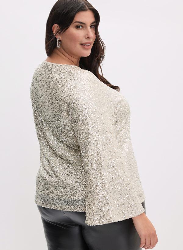 Laura Sequined Bell Sleeve Top