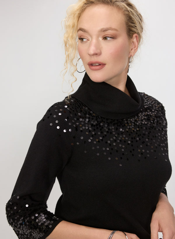 Laura Sequined Cowl Neck Sweater