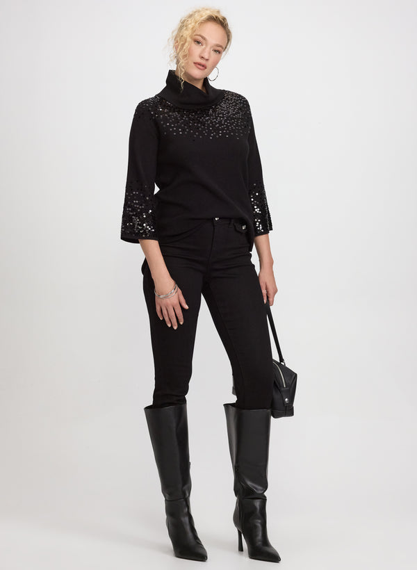 Laura Sequined Cowl Neck Sweater