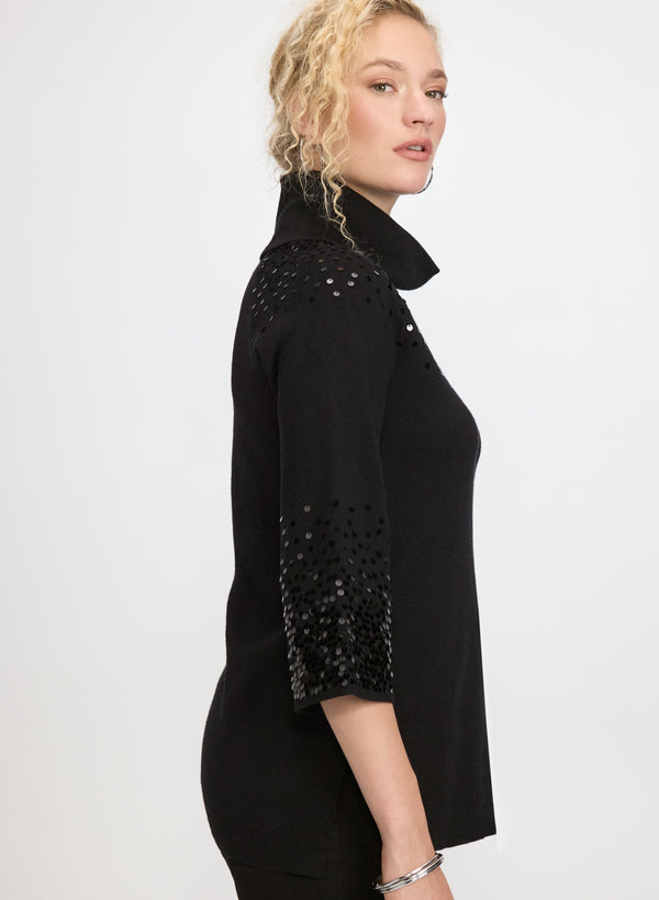 Laura Sequined Cowl Neck Sweater