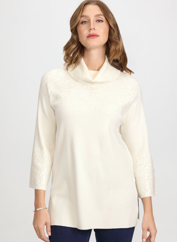 Laura Sequined Cowl Neck Sweater