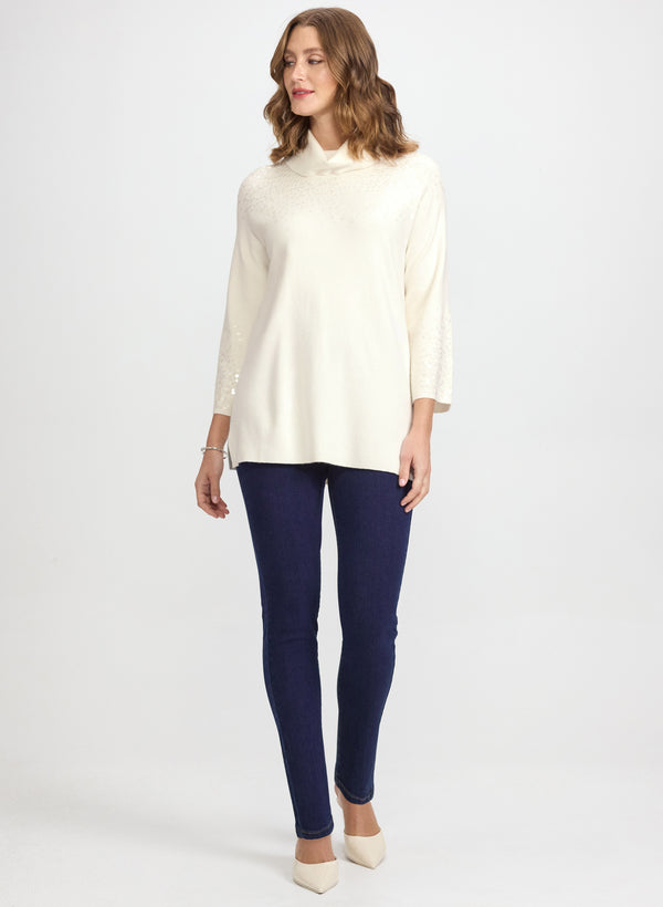 Laura Sequined Cowl Neck Sweater