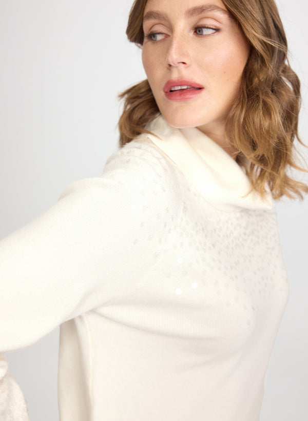 laura Sequined Cowl Neck Sweater
