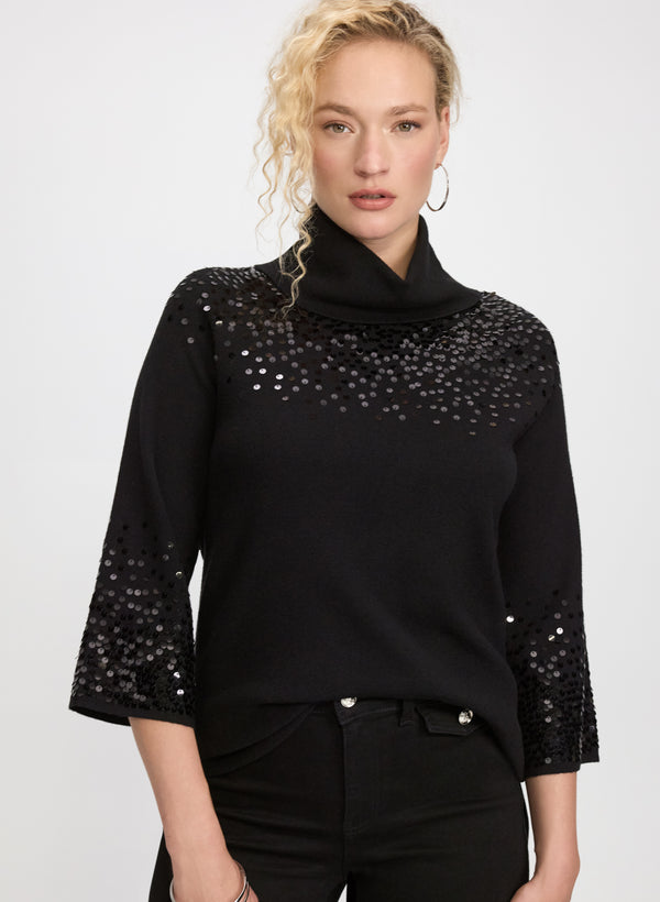 laura Sequined Cowl Neck Sweater