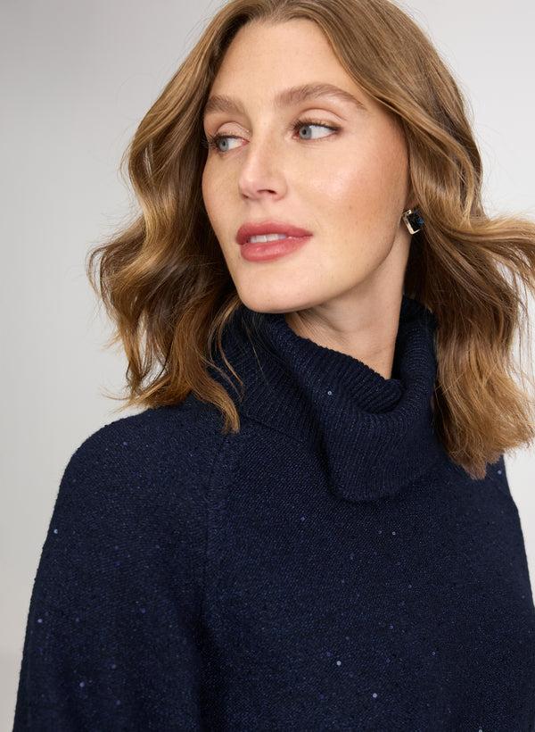 Laura Sequined Cowl Neck Tunic Sweater