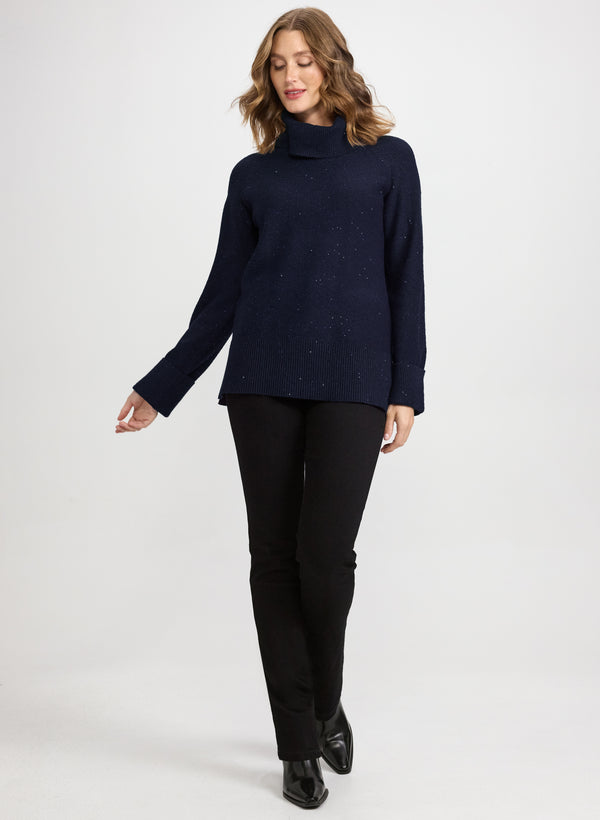 Laura Sequined Cowl Neck Tunic Sweater