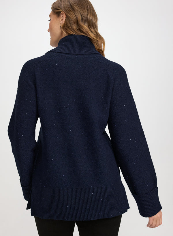 Laura Sequined Cowl Neck Tunic Sweater