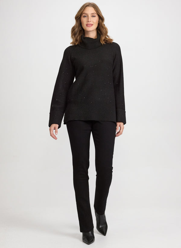 Laura Sequined Cowl Neck Tunic Sweater
