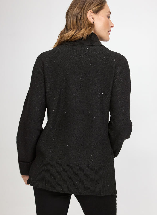 Laura Sequined Cowl Neck Tunic Sweater