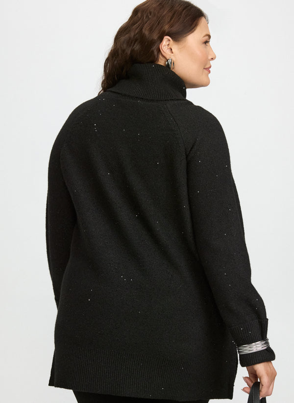 Laura Sequined Cowl Neck Tunic Sweater