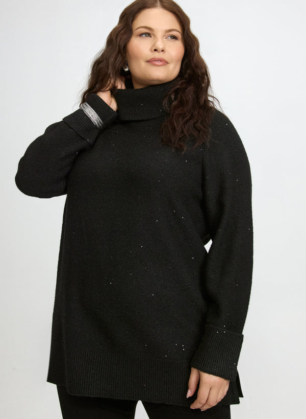 laura Sequined Cowl Neck Tunic Sweater