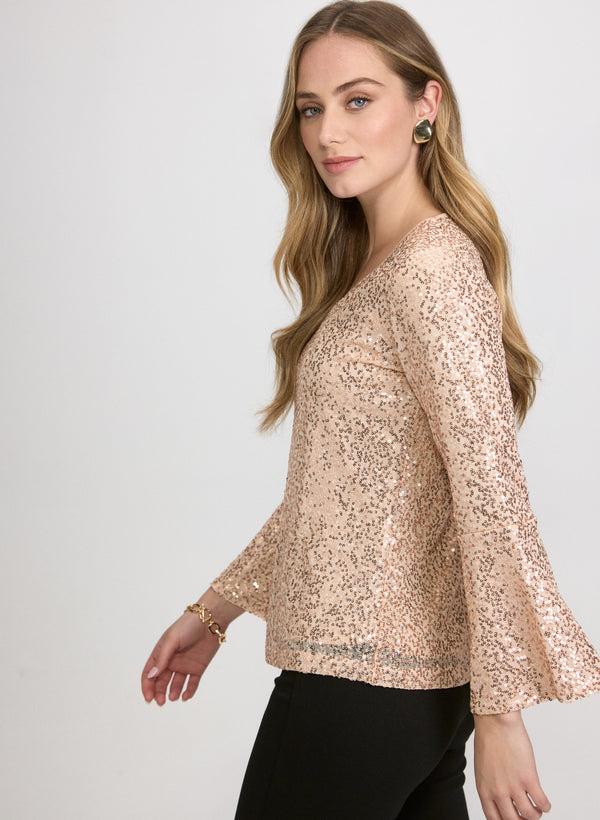 Laura Sequined Flare Sleeve Top
