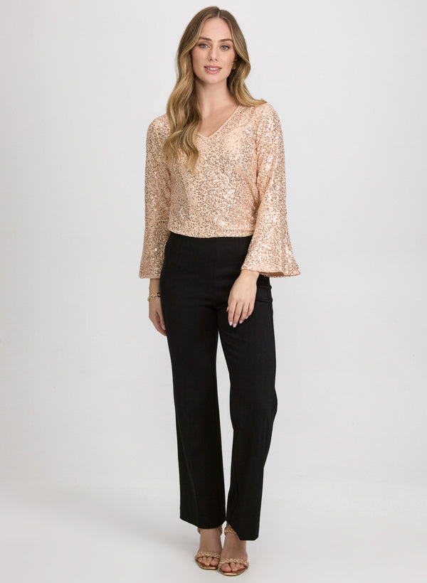 Laura Sequined Flare Sleeve Top