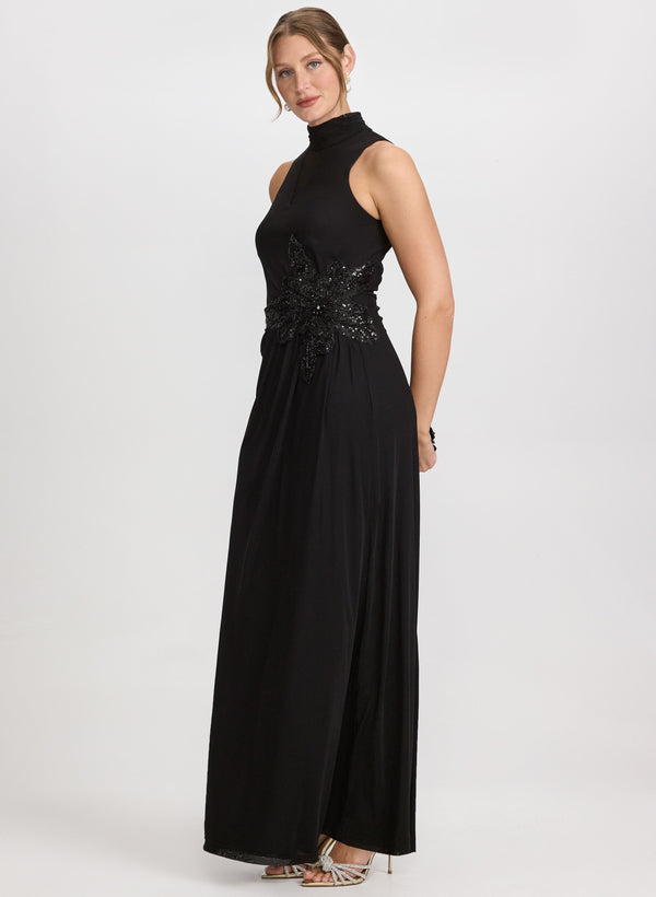 Laura Sequined Floral Applique Dress