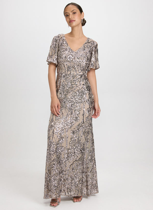 laura Sequined Floral Dress