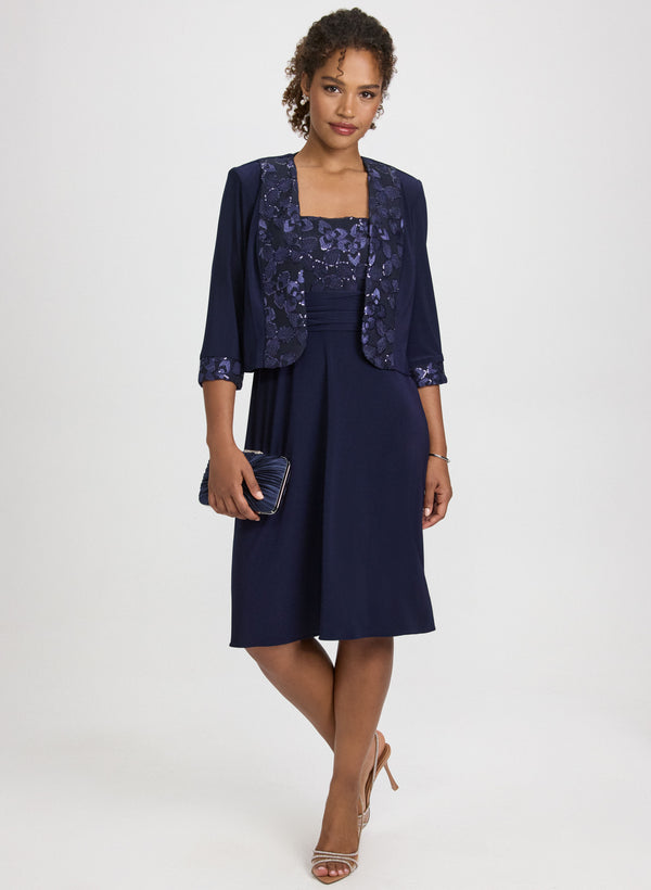 laura Sequined Floral Jacket & Dress Set