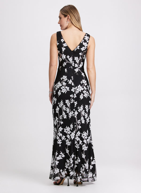 Laura Sequined Floral Maxi Dress