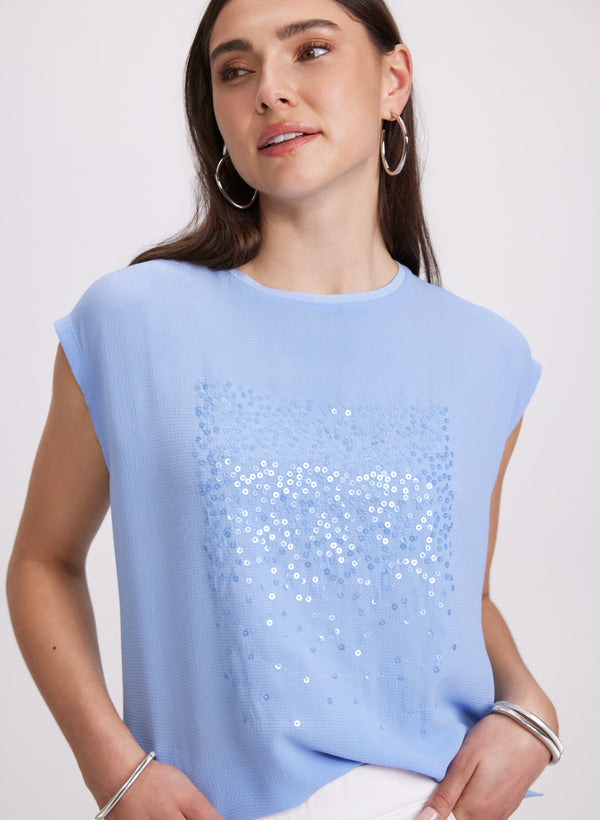 Laura Sequined Gradient Motif Top