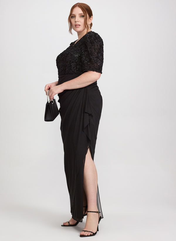 Laura Sequined Lace Bodice Dress