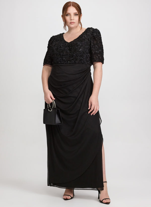 laura Sequined Lace Bodice Dress