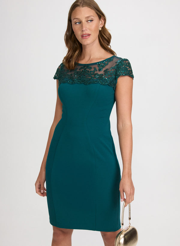 Laura Sequined Lace Yoke Dress