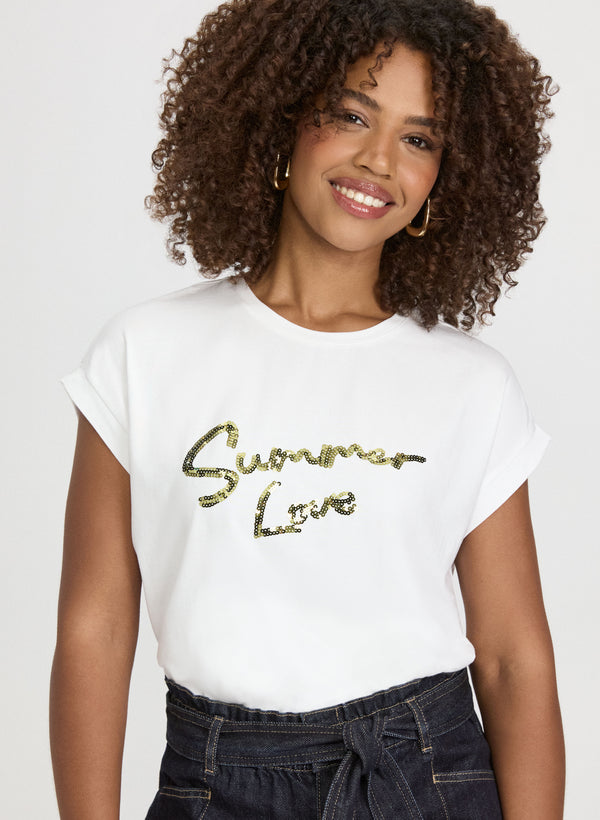 Laura Sequined Script T-Shirt