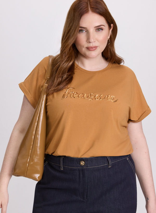 laura Sequined Script Tee