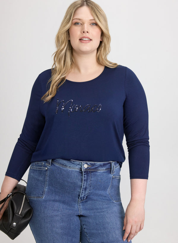laura Sequined Script Top