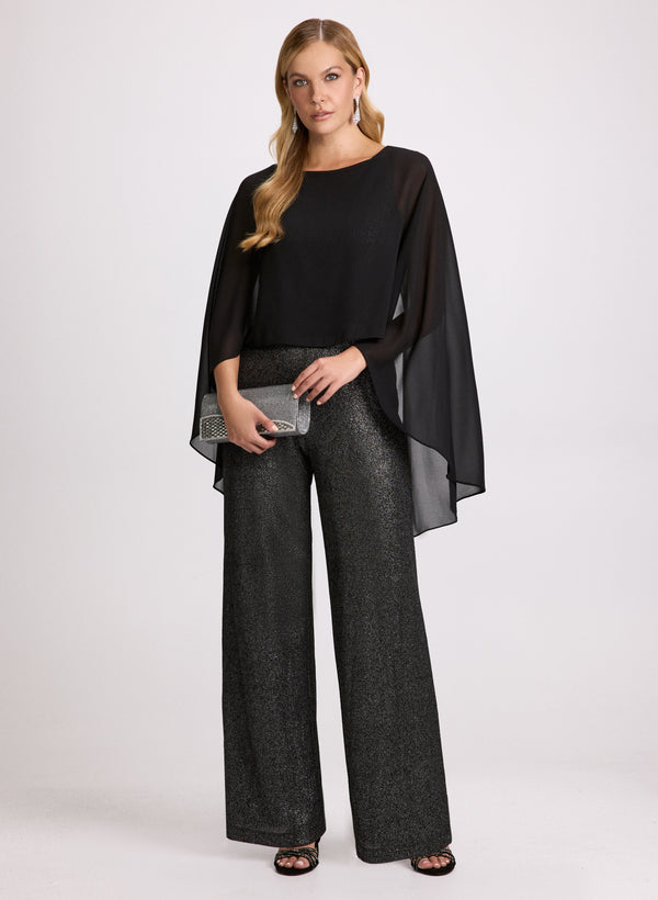 laura Sheer Capelet Overlay Jumpsuit