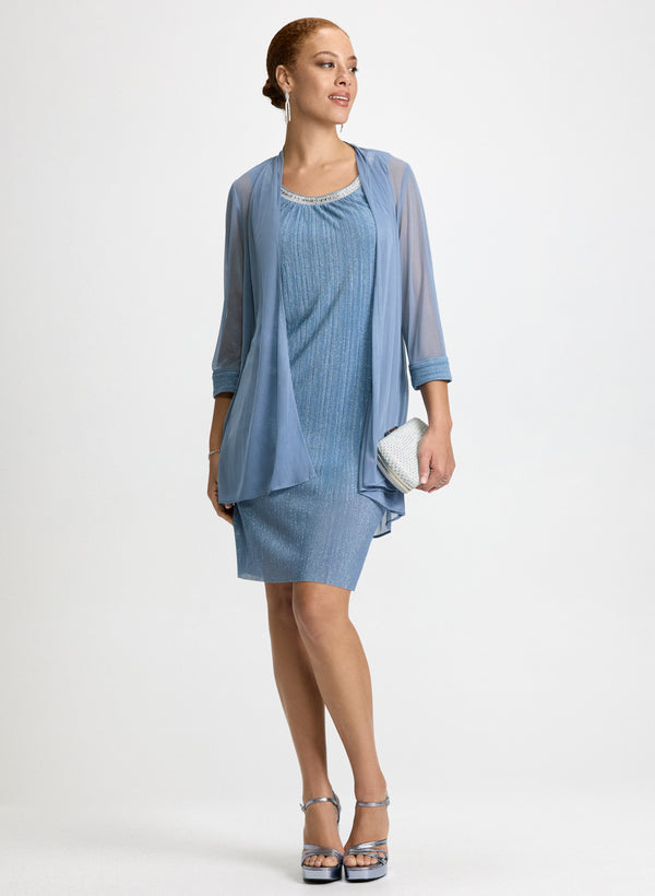 laura Sheer Jacket & Knit Dress Set