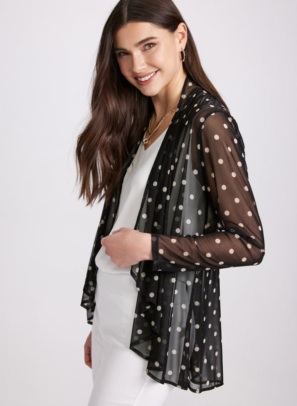 Laura Sheer Polka Dot Cardigan