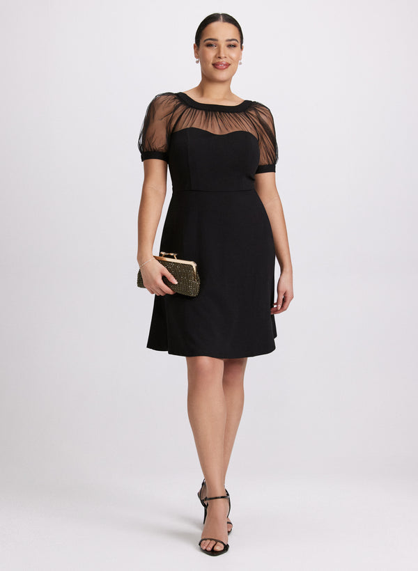 laura Sheer Trim Dress
