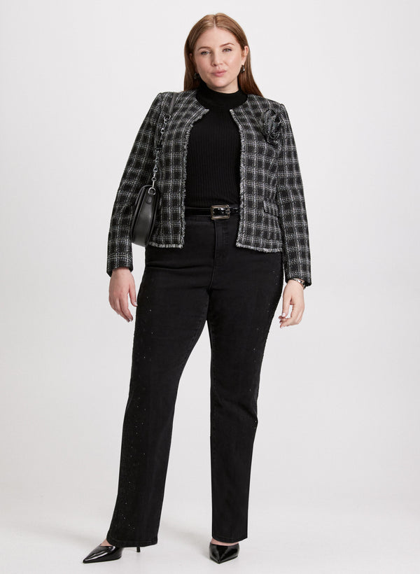 laura Short Bouclé Jacket & Rhinestone Detail Jeans